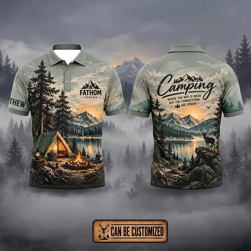 Camping Wilderness Scenic All Over Print Polo Shirt