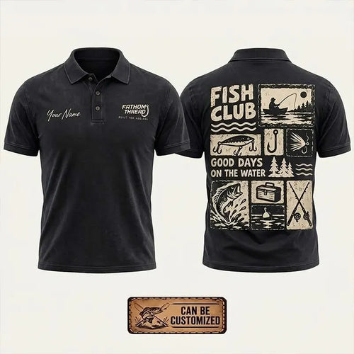 Personalized Fish Club Good Days On The Water Polo Shirt