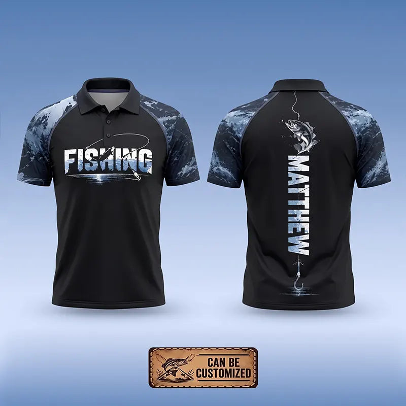 Personalized Fishing Raglan Outdoor Adventure Polo Shirt