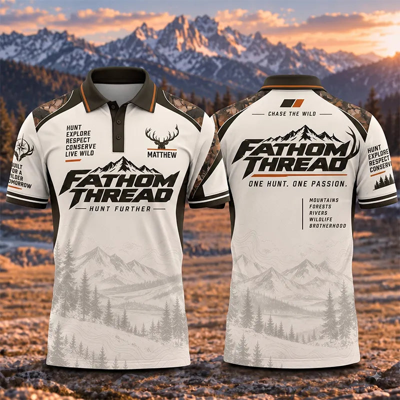 Fathom Thread Hunting Outdoor Camo Landscape Polo Shirt