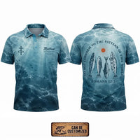 Personalized Romans 12:2 Christian Ocean Fishing Polo Shirt