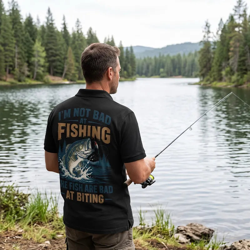 Funny I'm Not Bad at Fishing Bass Fishing Polo Shirt
