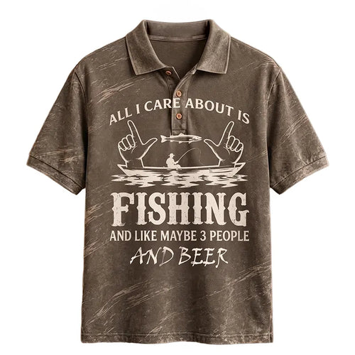All I Care About Is Fishing Funny Fishing Lover Polo Shirt
