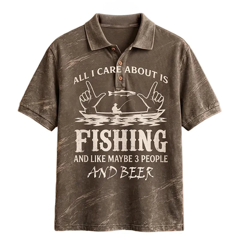 All I Care About Is Fishing Funny Fishing Lover Polo Shirt