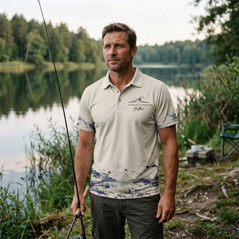 Fathom Thread Gyotaku Bass Fishing Polo Shirt
