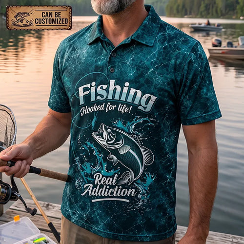 Personalized Hooked for Life Fishing Polo Shirt
