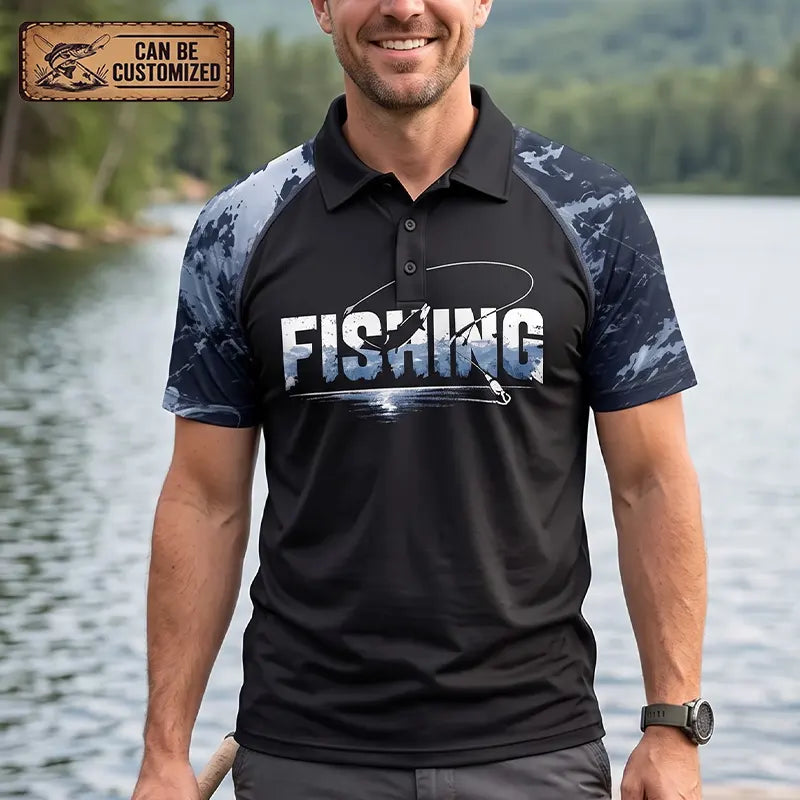 Personalized Fishing Raglan Outdoor Adventure Polo Shirt