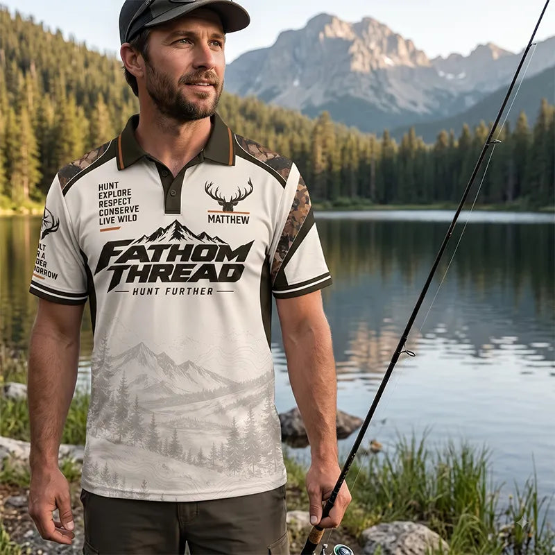 Fathom Thread Hunting Outdoor Camo Landscape Polo Shirt