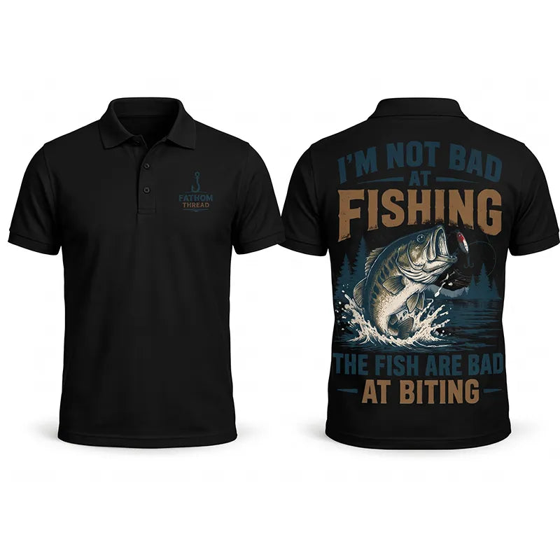 Funny I'm Not Bad at Fishing Bass Fishing Polo Shirt