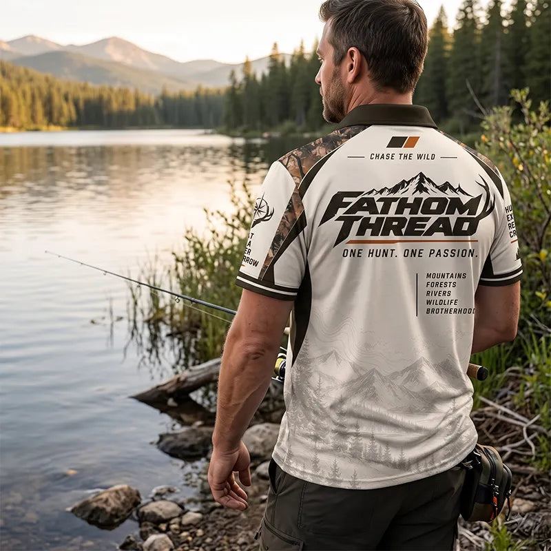 Fathom Thread Hunting Outdoor Camo Landscape Polo Shirt