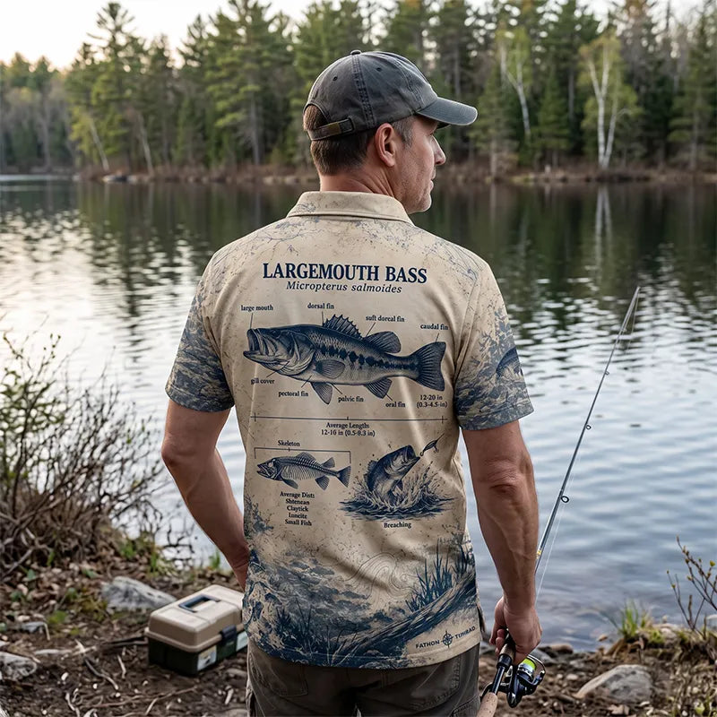 Personalized Fathom Thread Custom Largemouth Bass Anatomy Fishing Polo Shirt