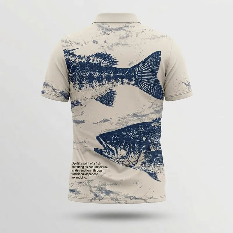 Fathom Thread Gyotaku Bass Fishing Polo Shirt