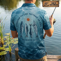 Personalized Romans 12:2 Christian Ocean Fishing Polo Shirt