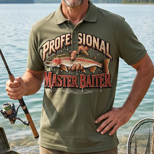 Professional Master Baiter Vintage Rainbow Trout Fishing Polo Shirt