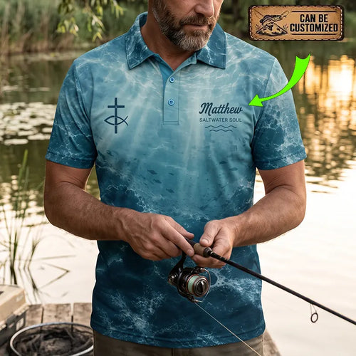 Personalized Romans 12:2 Christian Ocean Fishing Polo Shirt