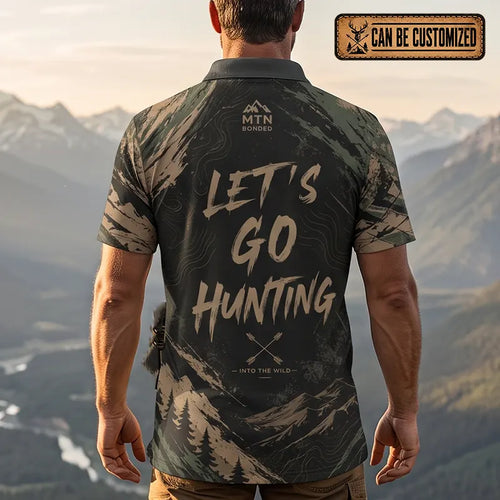 Personalized MTN Bonded Let's Go Hunting Camo Polo Shirt