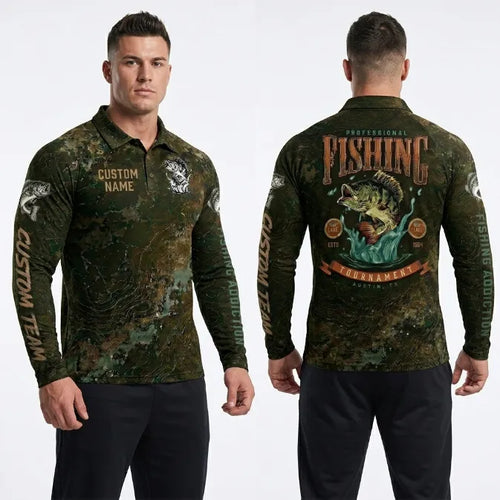 Professional Fishing Tournament Polo Long Sleeve Shirt