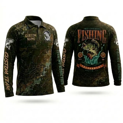 Professional Fishing Tournament Polo Long Sleeve Shirt