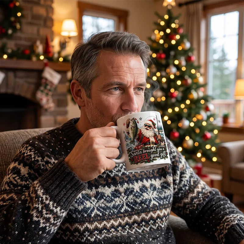 Santa Brought You a Reel Good Gift Fishing Christmas Mug