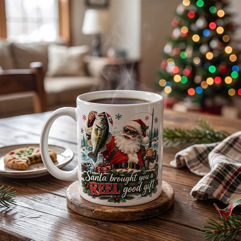 Santa Brought You a Reel Good Gift Fishing Christmas Mug