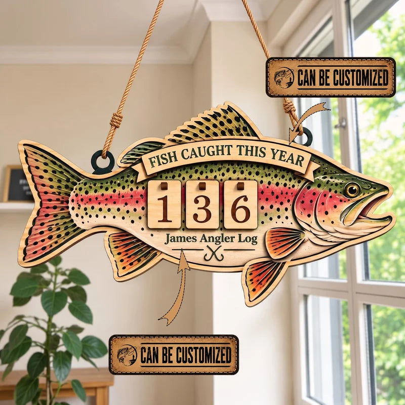 Personalized Wooden Fishing Catch Log Wooden Tracker