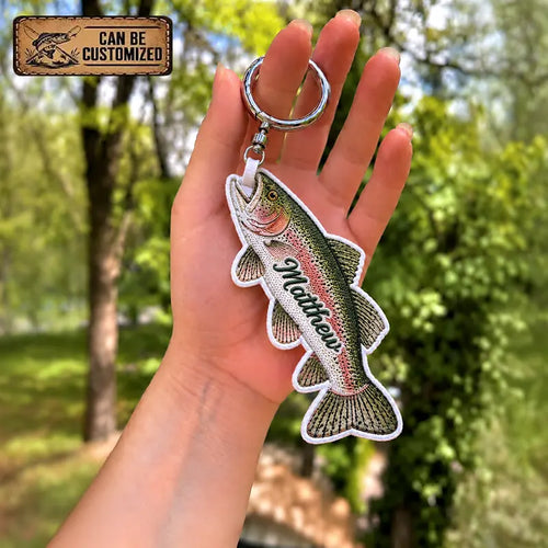 Personalized Fish Shaped Embroidered Keychain Tag