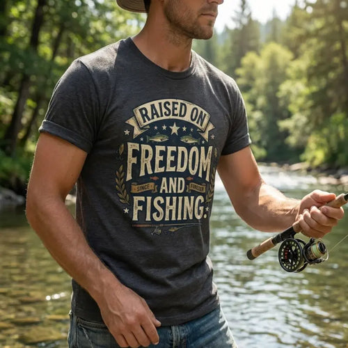 Raised on Freedom and Fishing Angler T-Shirt
