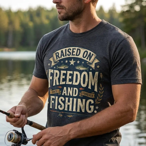 Raised on Freedom and Fishing Angler T-Shirt