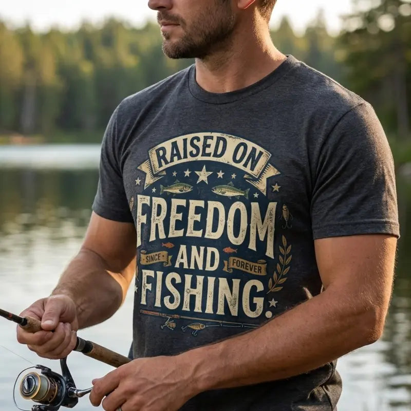 Raised on Freedom and Fishing Angler T-Shirt