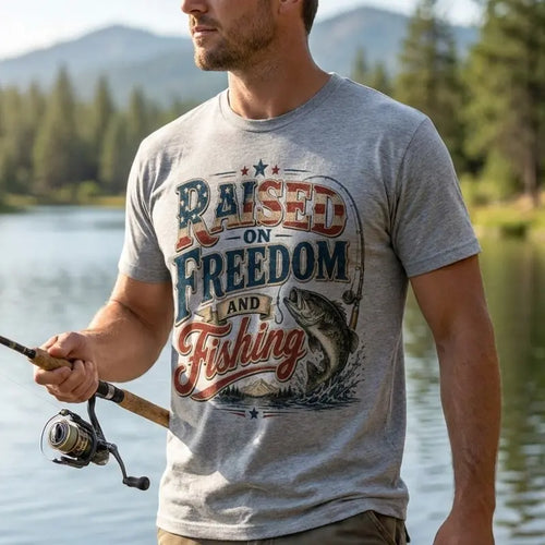 Raised on Freedom and Fishing Bass Fishing T-Shirt
