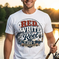 Red, White & Reel America 250 - Patriotic Angler Gift T-Shirt