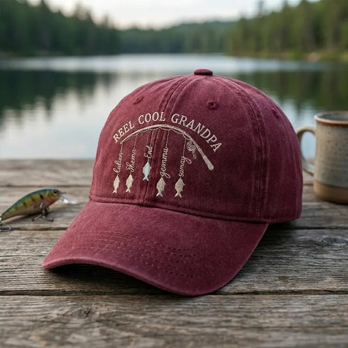 Reel Cool Grandpa Personalized Fishing Embroidered Cap