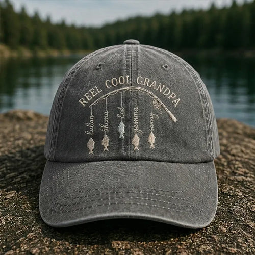 Reel Cool Grandpa Personalized Fishing Embroidered Cap