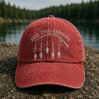 Reel Cool Grandpa Personalized Fishing Embroidered Cap
