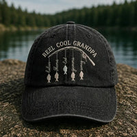 Reel Cool Grandpa Personalized Fishing Embroidered Cap