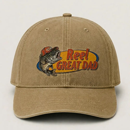 Reel Great Dad Embroidered Fishing Cap
