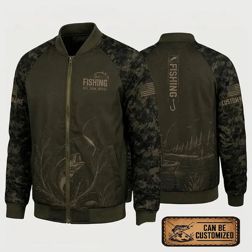 Reel Hook Repeat Fishing Bomber Jacket