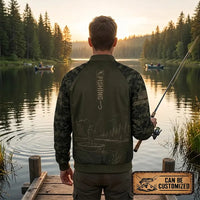 Reel Hook Repeat Fishing Bomber Jacket