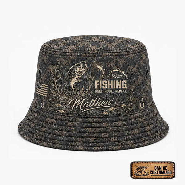 Reel Hook Repeat Fishing Bucket Hat