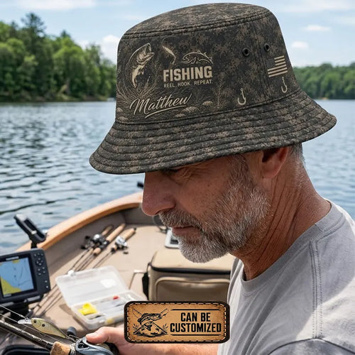 Reel Hook Repeat Fishing Bucket Hat