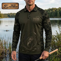Reel Hook Repeat Fishing Polo Long Sleeve Shirt