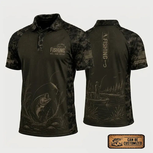 Reel Hook Repeat Fishing Polo Shirt
