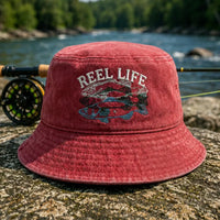 Reel Life Fishing Embroidered Bucket Hat