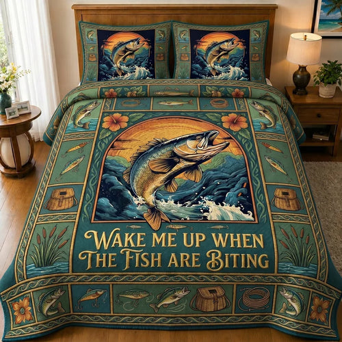 Rustic Fishing Dreaming of Fishing Quilt Bedding Set
