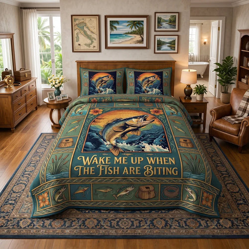 Rustic Fishing Dreaming of Fishing Quilt Bedding Set