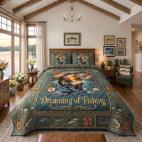 Rustic Fishing Dreaming of Fishing Quilt Bedding Set