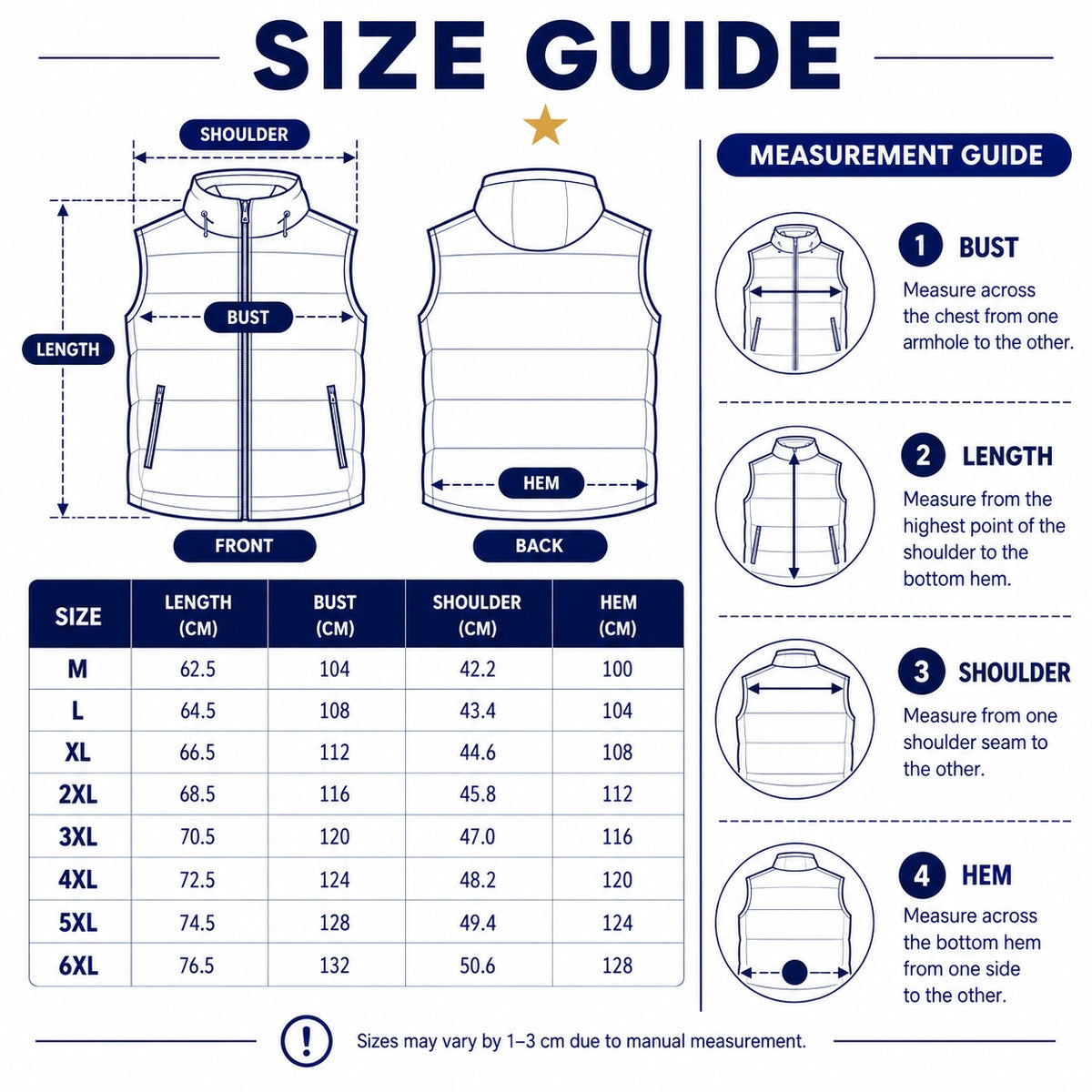 Size chart for this style