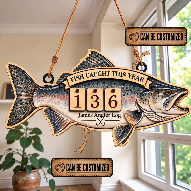 Personalized Wooden Fishing Catch Log Wooden Tracker