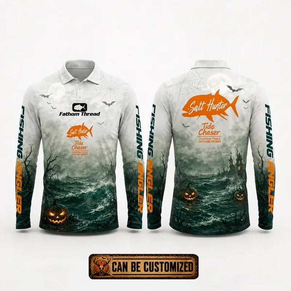 Salt Hunter Tide Chaser Halloween Polo Long Sleeve Shirt