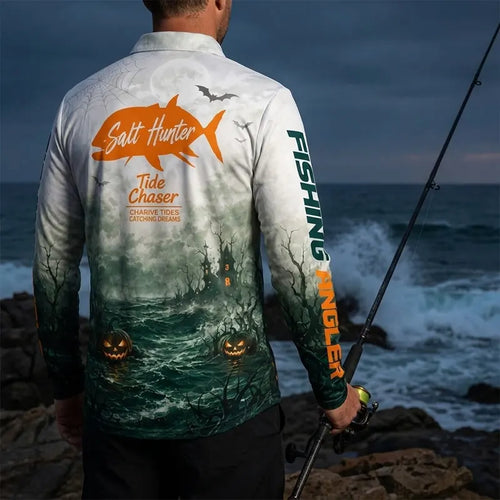 Salt Hunter Tide Chaser Halloween Polo Long Sleeve Shirt